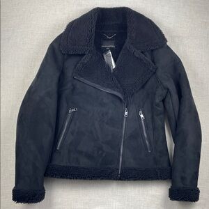 Banana Republic Black Faux Shearling Moto Jacket